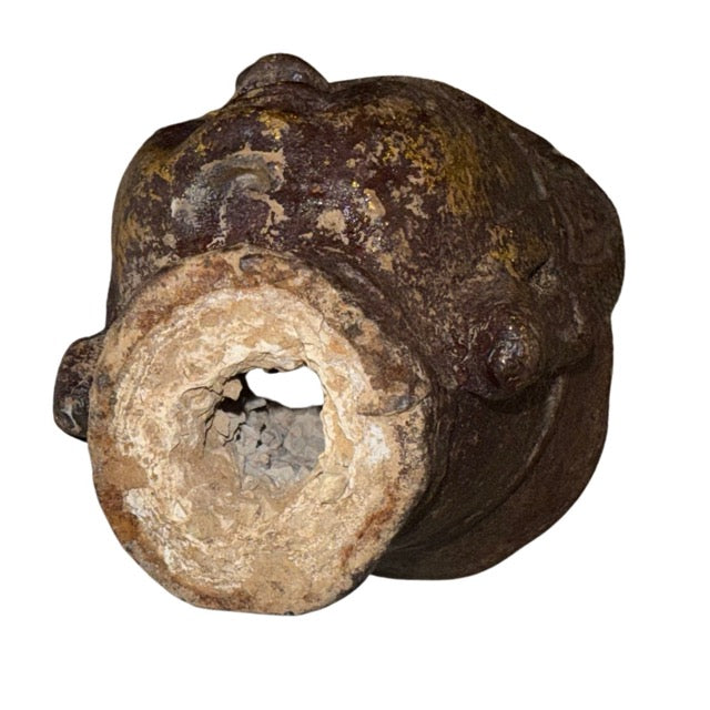 Antiek boeddhistisch hoofd in gietijzer, Dizang Pusa, Chinese tempelcontext