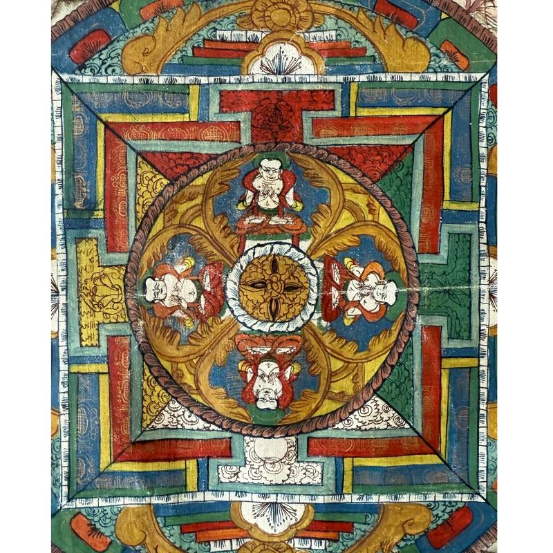 Boeddhistische thangka en devotionele schildering gebruikt voor meditatie en bescherming
