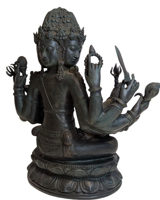 Veertienarmig Brahma beeld van brons uit Indonesië