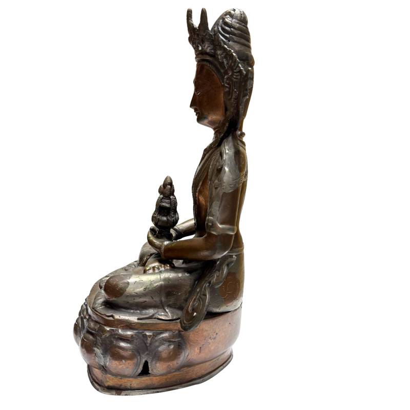 Bronzen Amitayus Boeddha West Himalaya Ladakh 19e eeuw bronslegering