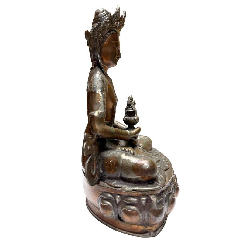 Bronzen Amitayus Boeddha West Himalaya Ladakh 19e eeuw met kalasha
