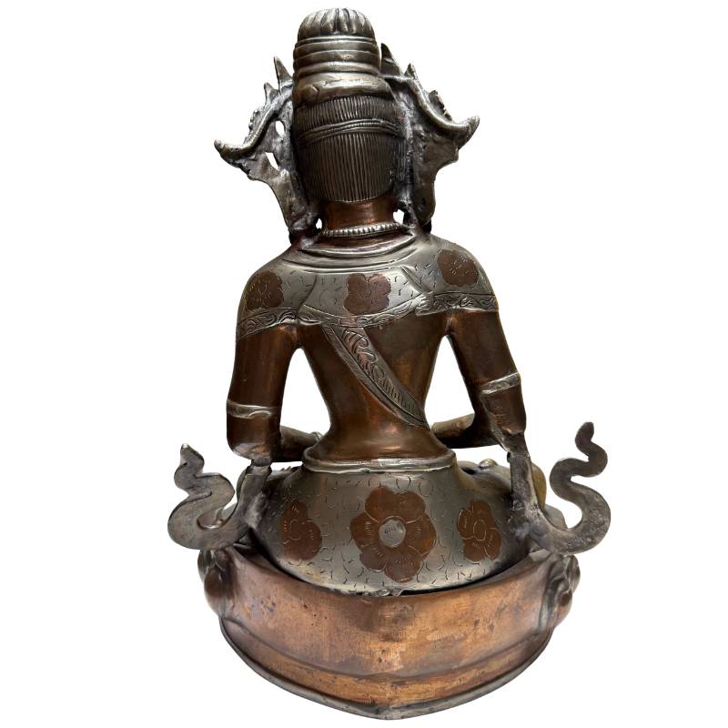 Bronzen Amitayus Boeddha West Himalaya Ladakh 19e eeuw met kroon