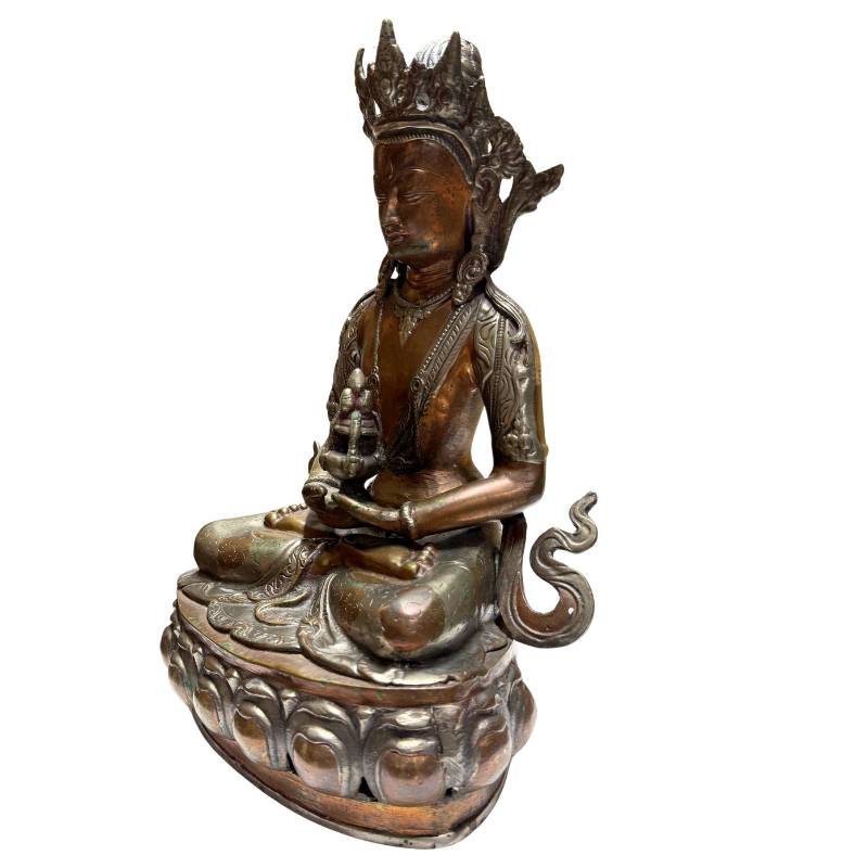 Bronzen Amitayus Boeddha West Himalaya Ladakh 19e eeuw patina
