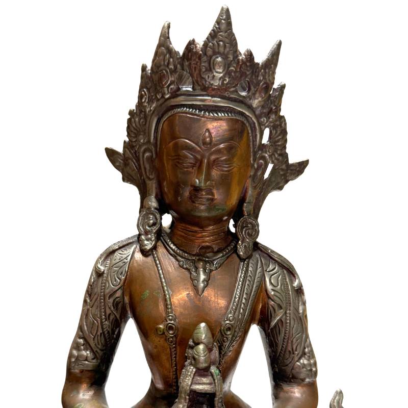 Bronzen Amitayus Boeddha West Himalaya Ladakh 19e eeuw ritueel beeld