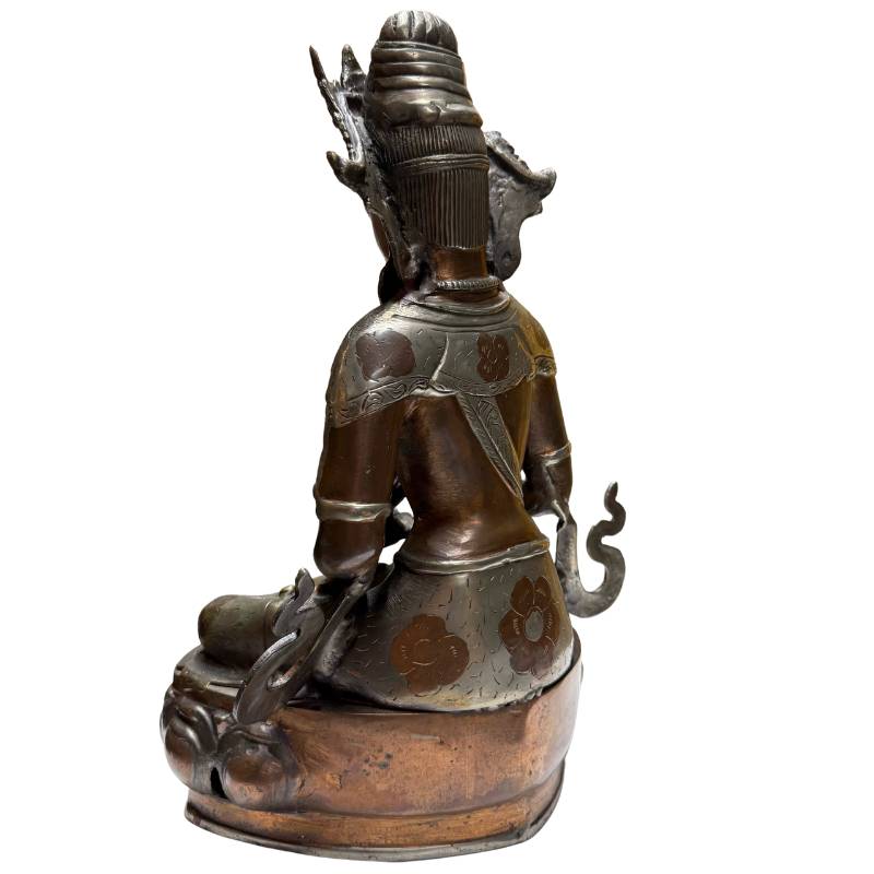 Bronzen Amitayus Boeddha West Himalaya Ladakh 19e eeuw met sieraden