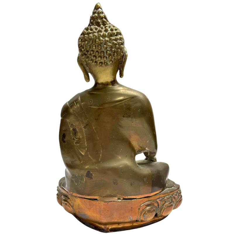 Bronzen boeddhabeeld Sino Tibetaans bhumisparsha mudra authentiek oud beeld