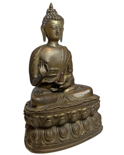 Bronzen boeddhabeeld met vuurvergulding uit Tibet