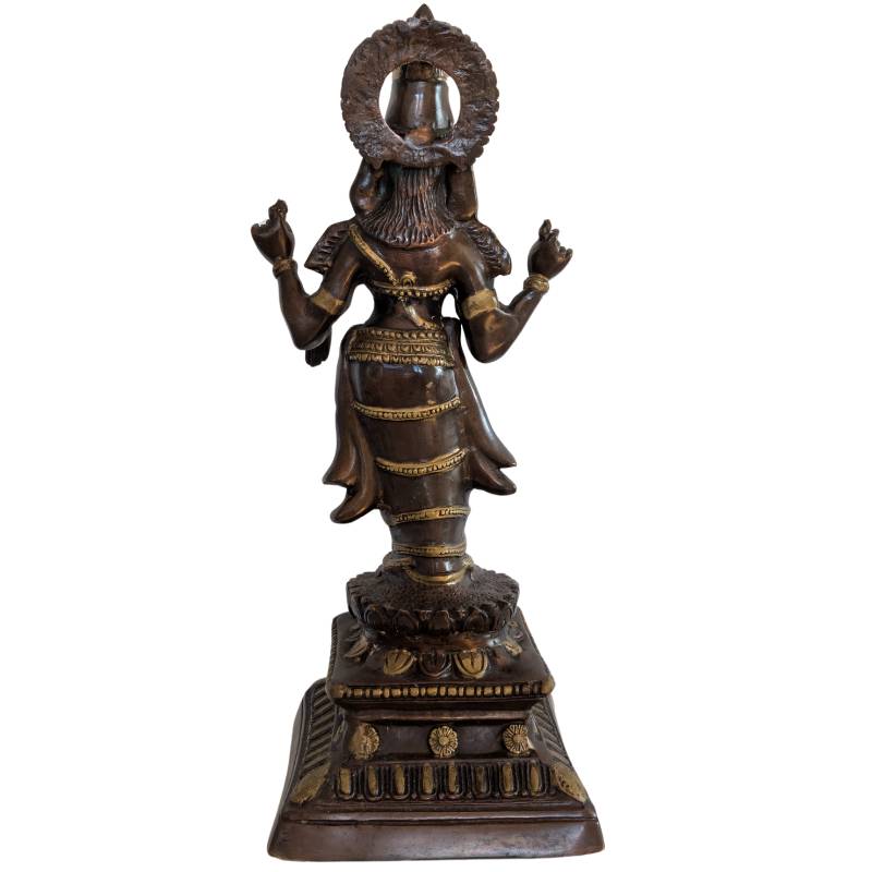 Bronzen Lakshmi beeld hindoe godin India lotus figuur