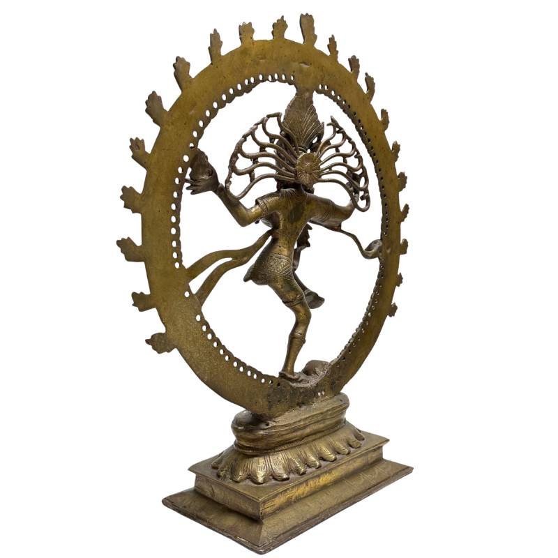 Bronzen Nataraja met vuurkrans, Indiase tempelstijl sculptuur