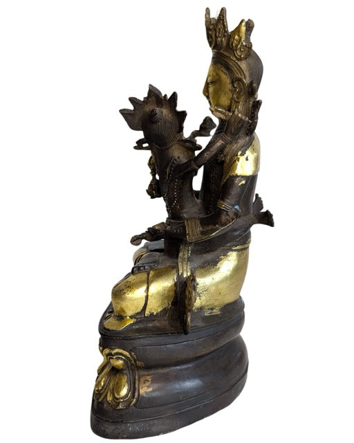 Oud bronzen Yab Yum beeld binnen tantrisch boeddhisme uit Tibet