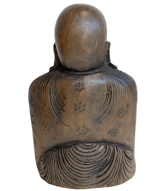 Houten sculptuur van Budai als Lachende Boeddha uit China