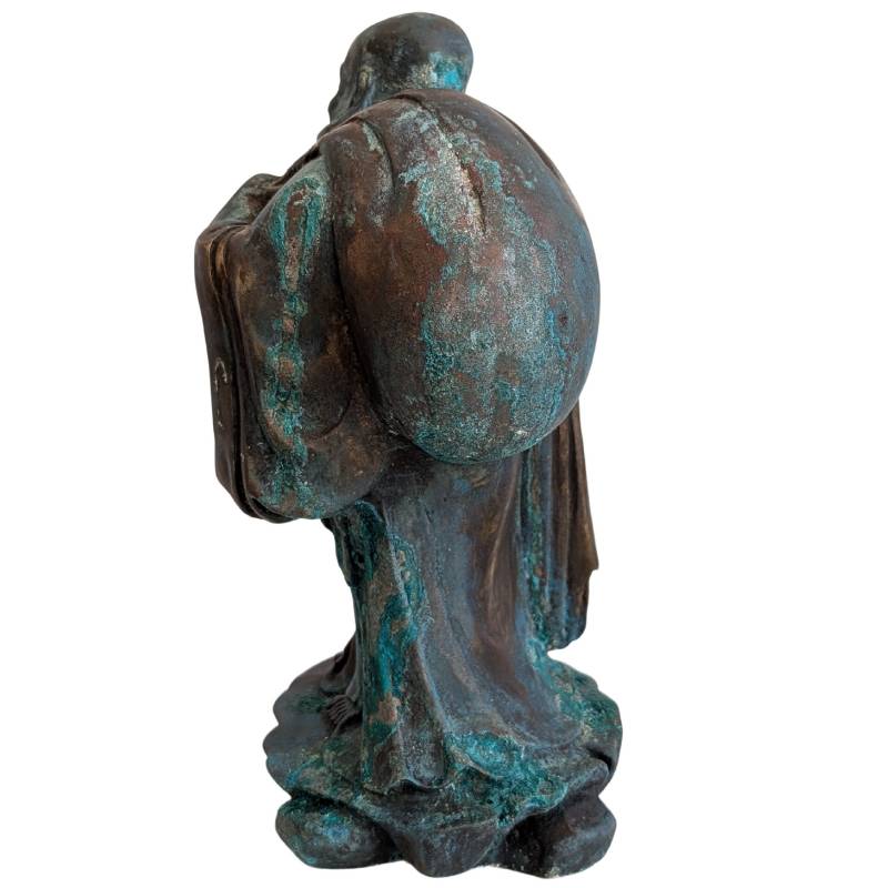 Bronzen Budai beeld uit China met natuurlijke patina