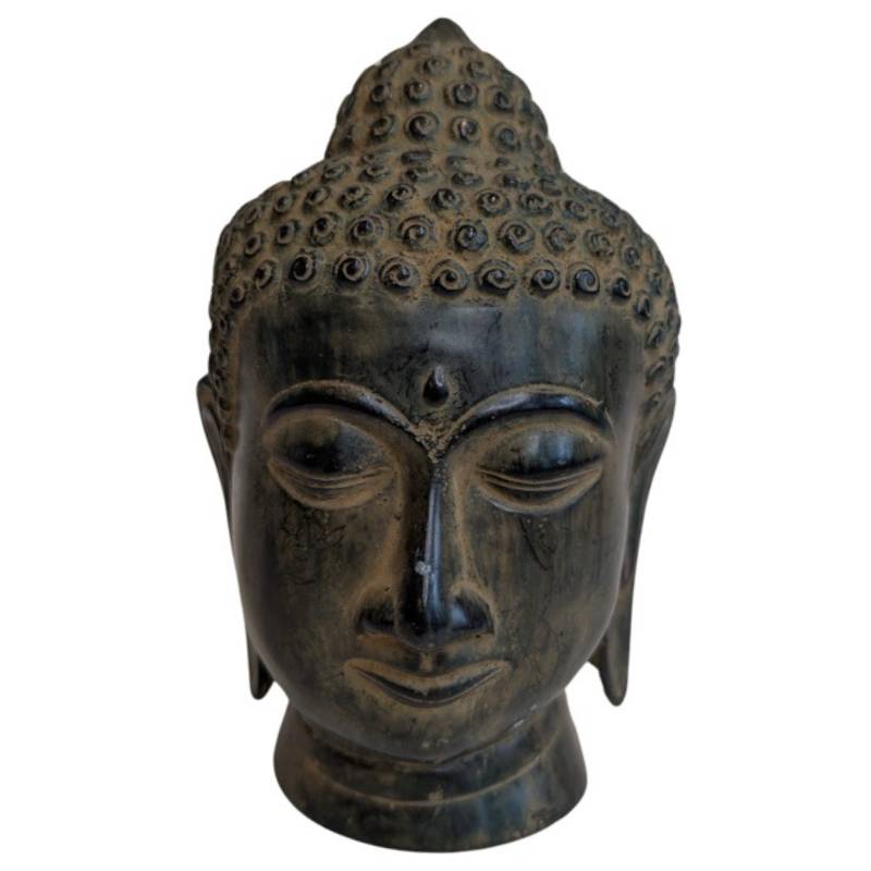 Chinees bronzen boeddhahoofd uitgevoerd als los sculptuur