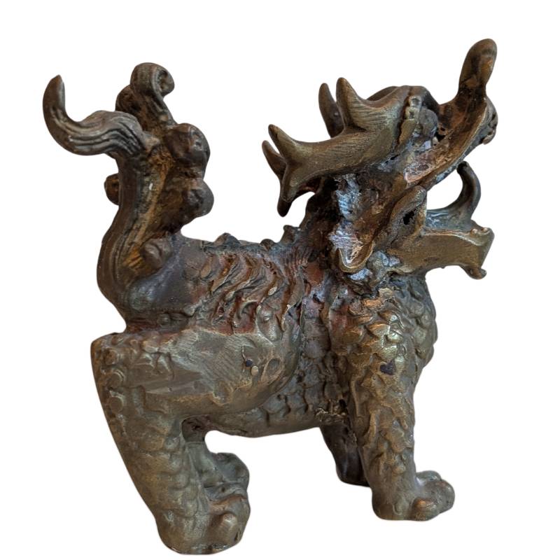 Set van twee Chinese bronzen foo dogs als bij elkaar horend paar