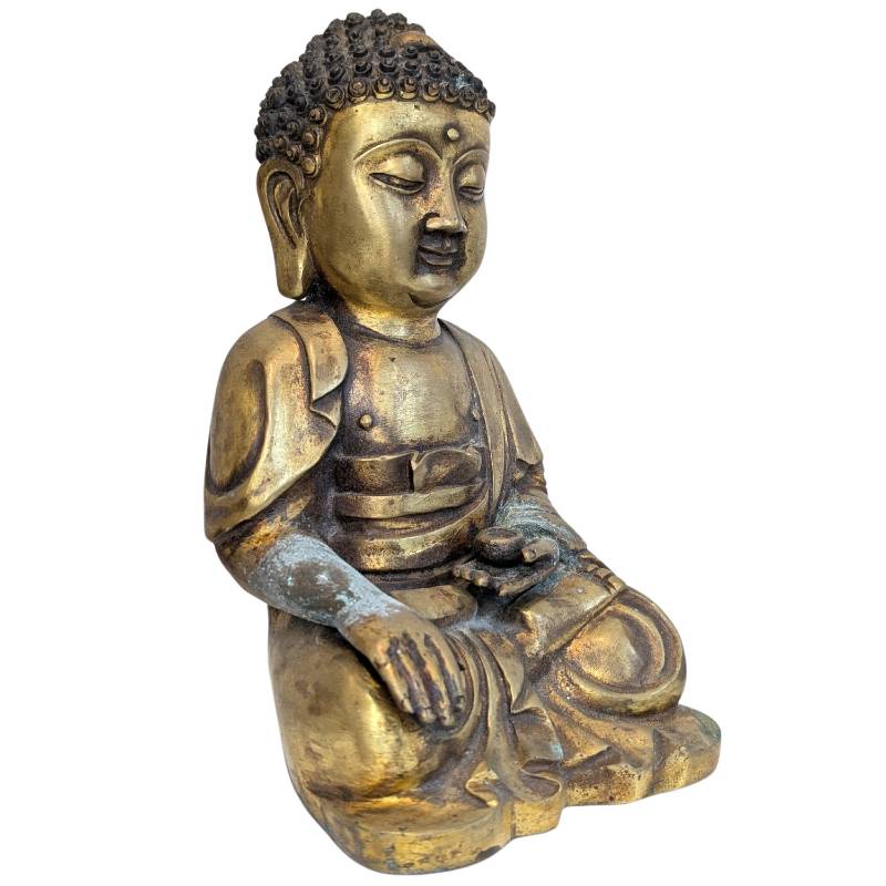 Chinese bronzen Shakyamuni Boeddha zittend afgebeeld