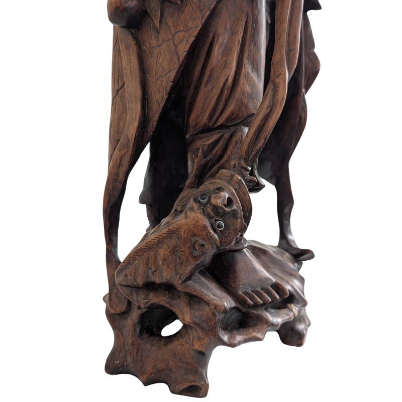 Japans Ebisu beeld in hout, vroege tot midden 20e eeuw