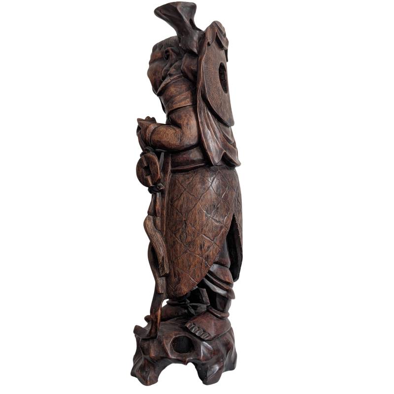 Antiek Ebisu beeld uit Japan, gesneden uit rozenhout