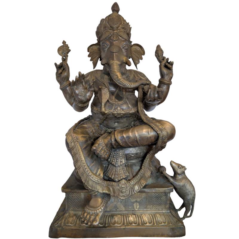 Ganesha beeld brons vuurverguld Nepal 85 cm tempelbeeld 