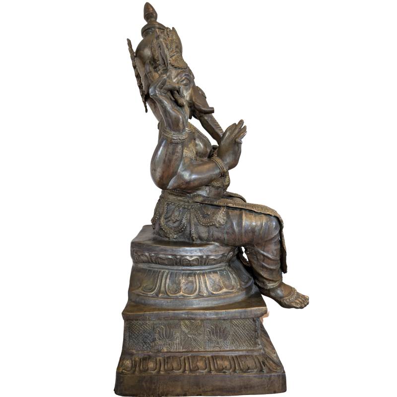 Ganesha beeld brons vuurverguld Nepal tempelbeeld lotus basis 