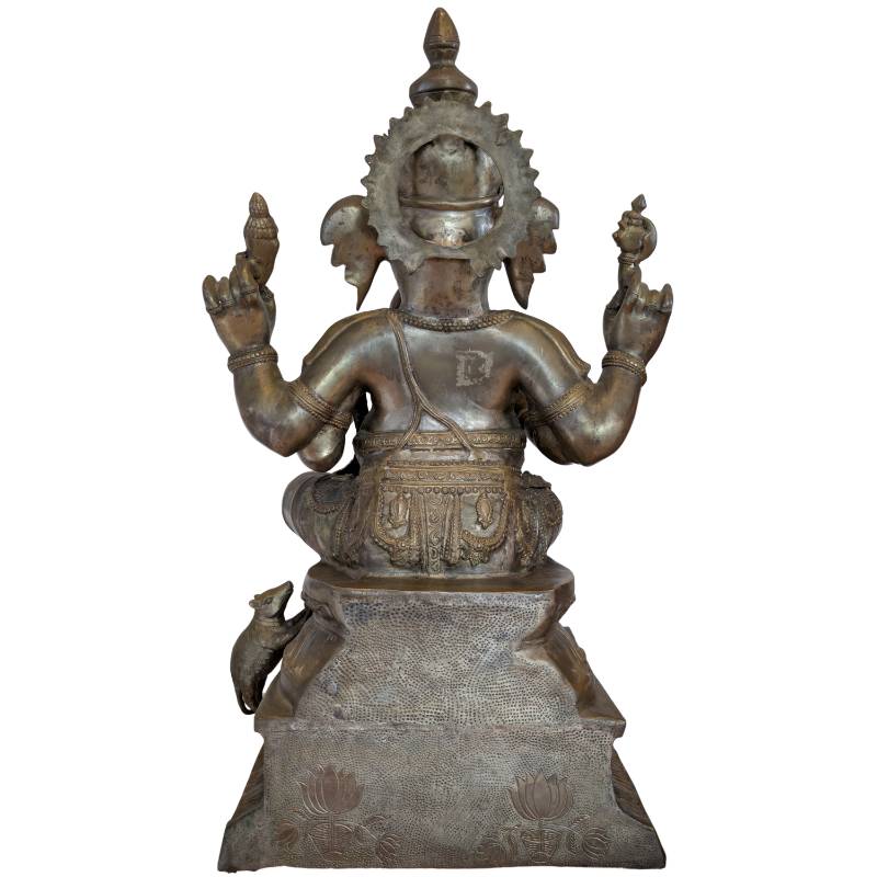 Ganesha beeld brons vuurverguld Nepal tempelbeeld trishula symbool 