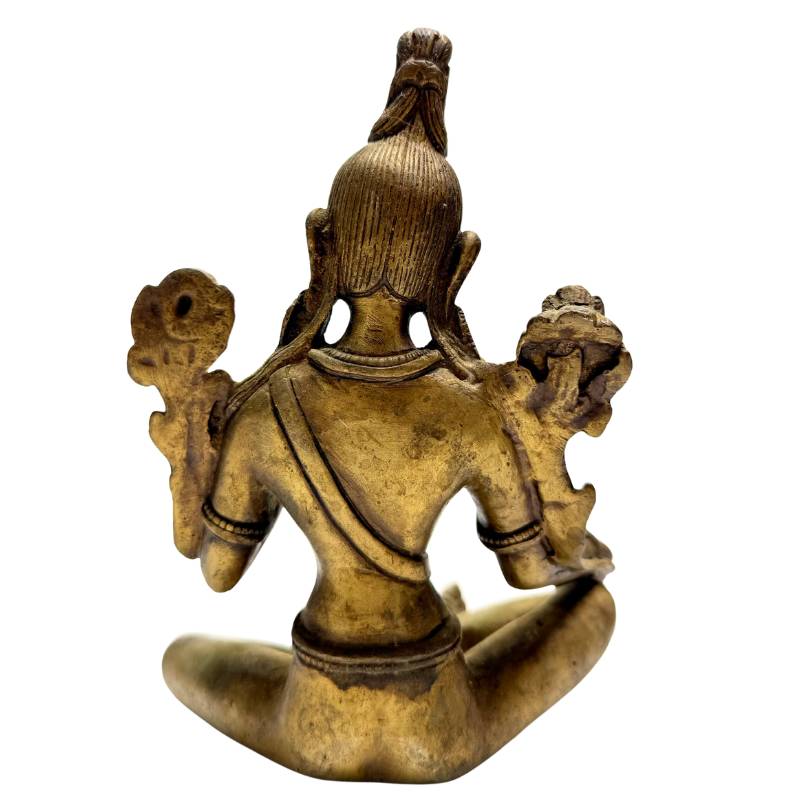 Groene Tara beeld brons India boeddhistische godin lotus