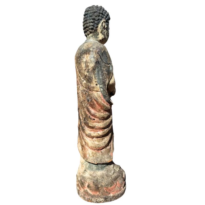 Grote Chinese Kwan Yin sculptuur uit hout
