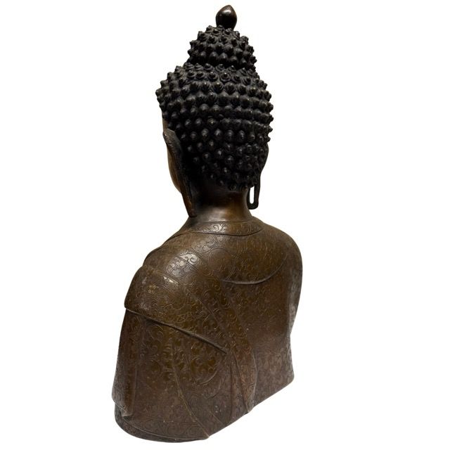 Grote Nepalese Boeddha buste in brons met klassieke uitstraling