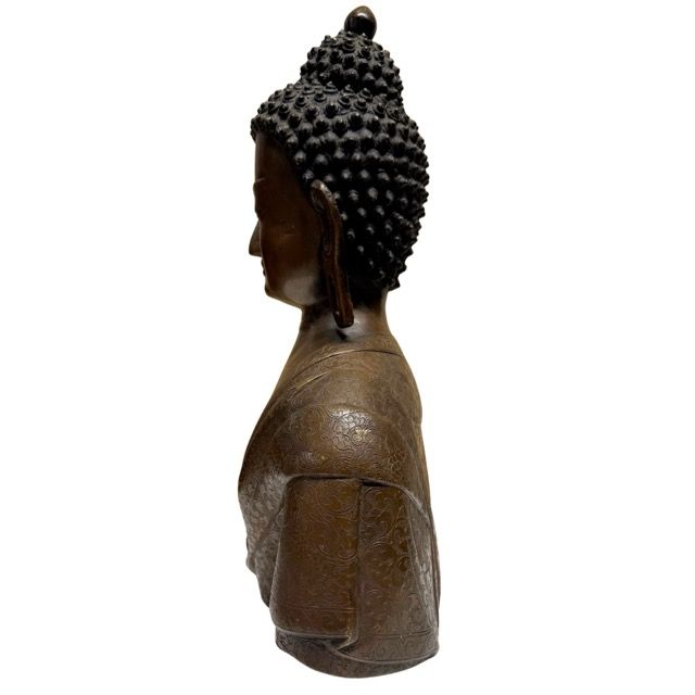 Himalaya Boeddha buste uit Nepal in bronzen uitvoering
