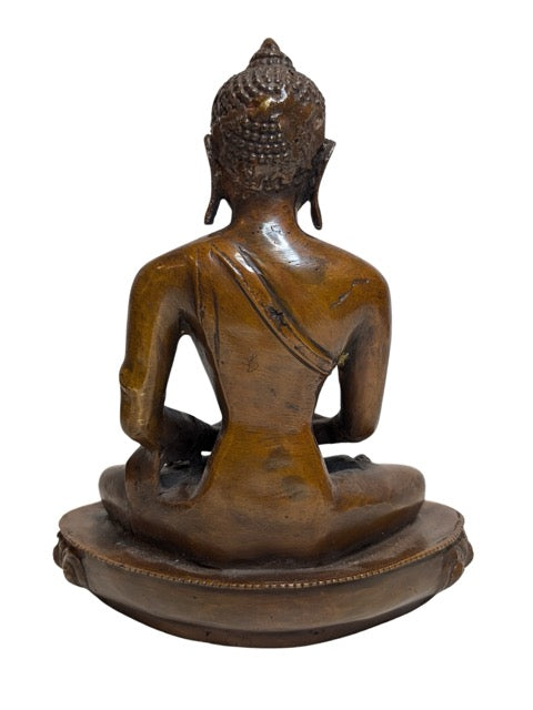 Zijaanzicht van Himalaya bronzen Boeddha in Dhyana mudra met patra, 17e eeuw