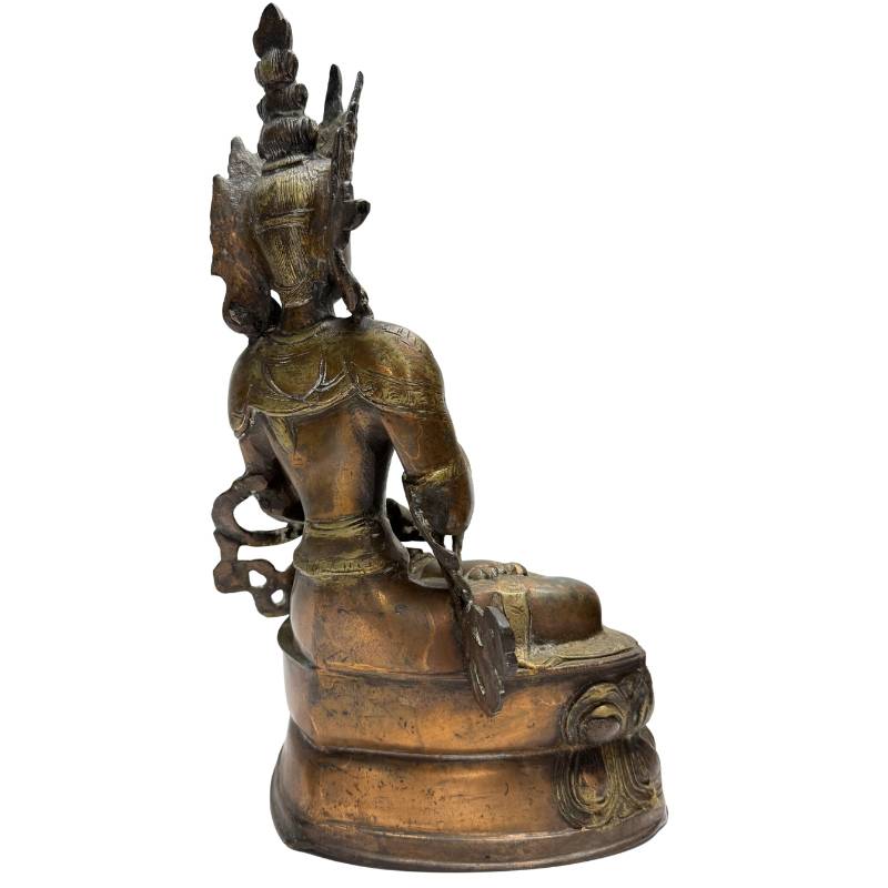 Antieke Himalaya bronzen Vajrasattva met natuurlijke patina