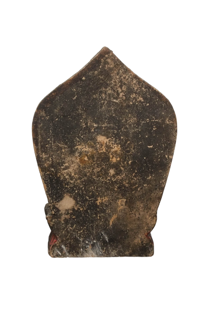 Himalaya Tara-beeld van hout, 19e eeuw, klein ritueel devotiebeeld uit Nepal of Tibet