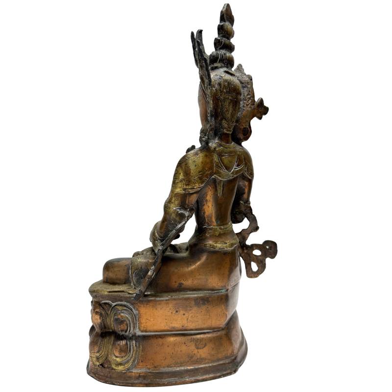 Bronzen Vajrasattva met vajra en bel in meditatieve houding