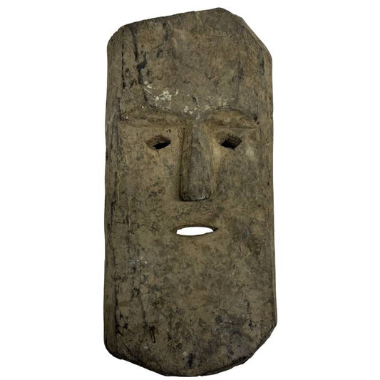Himalayan wooden mask tibetan style folk art aged patina hand carved wood