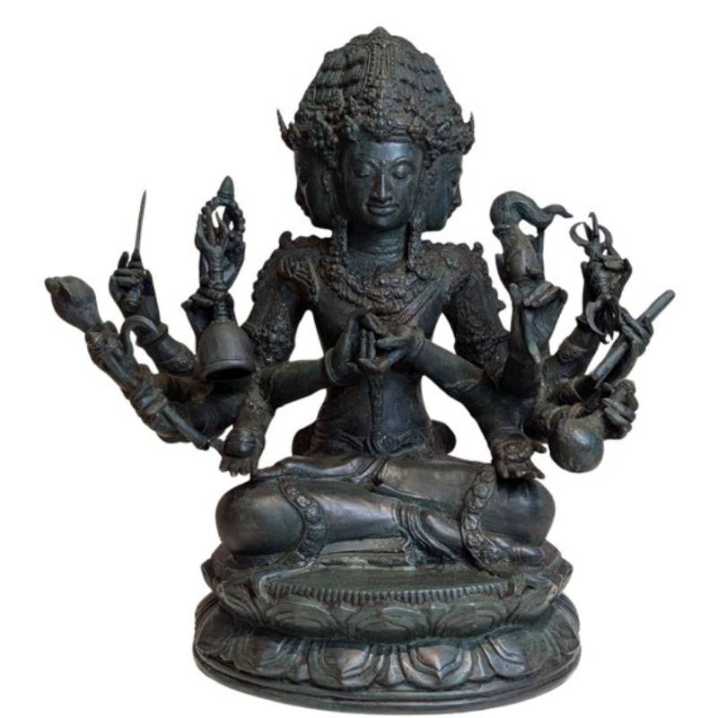 Hindoe Brahma beeld met vier gezichten uit Indonesië