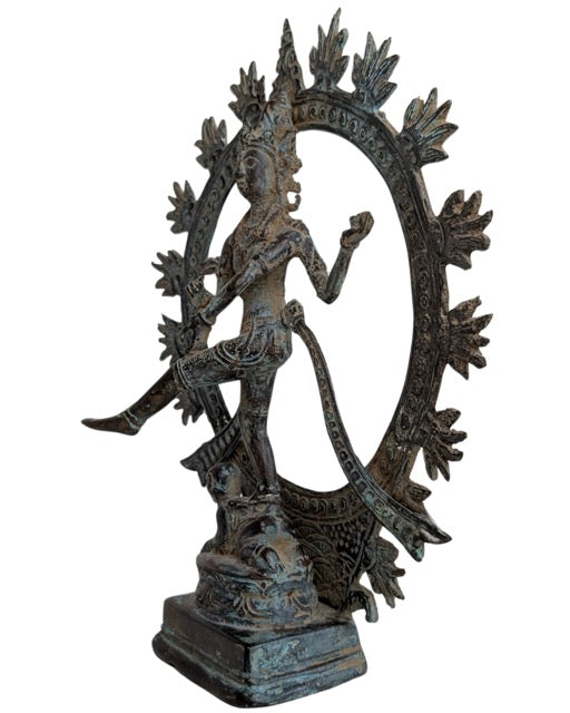 Shiva Nataraja beeld van brons met oude patina