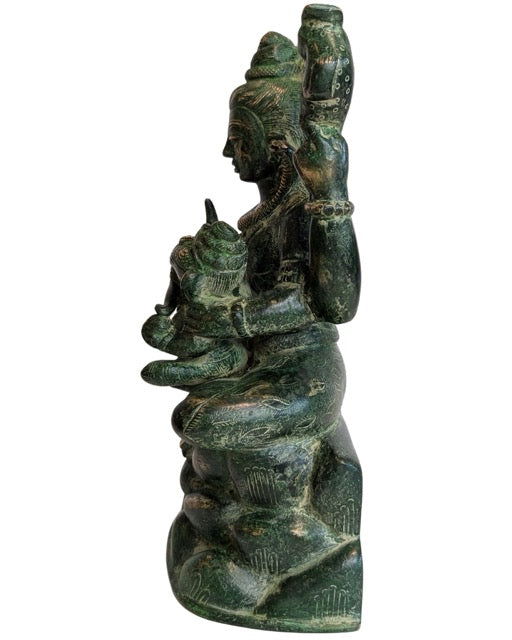 Hindoeistische bronzen sculptuur van Shiva met Ganesha
