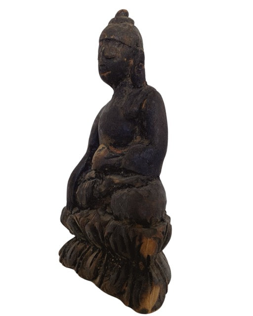 Houten Boeddha beeld Himalaya oud patina