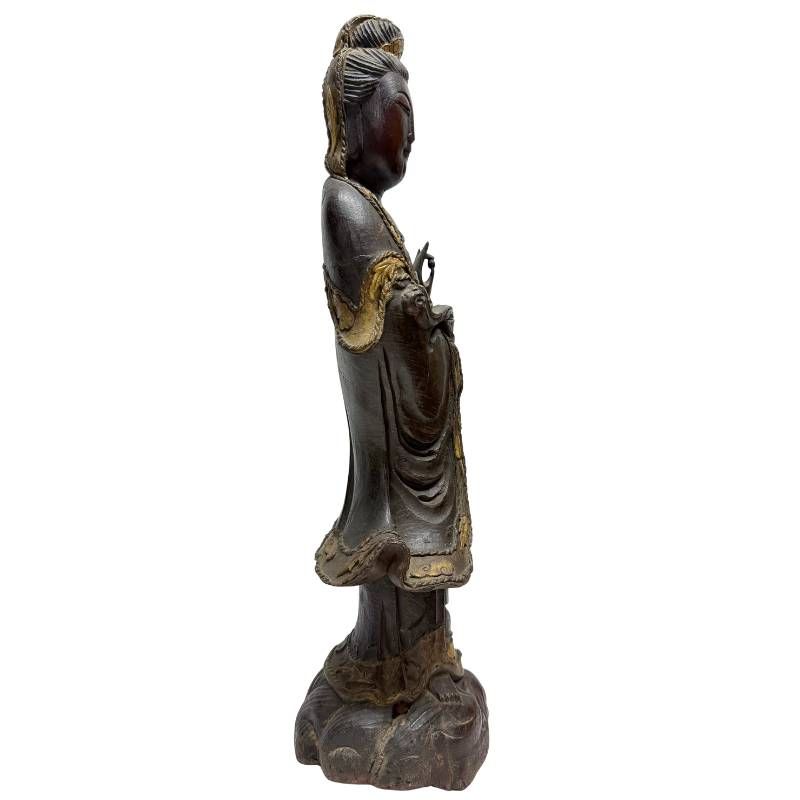 Chinese houten Guanyin beeld uit de late Qing periode
