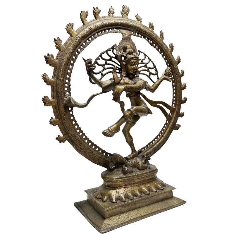 Bronzen Nataraja Shiva in klassieke danshouding, Indiase tempelstijl