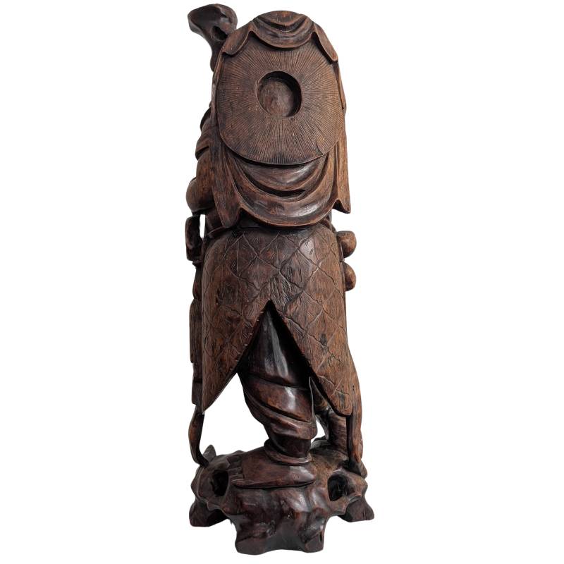 Mythologisch Japans Ebisu beeld in handgesneden rozenhout