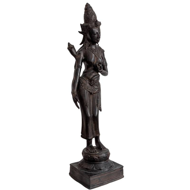 Bronzen Tara uit de Khmer-traditie met lotus, ca. 1910–1950