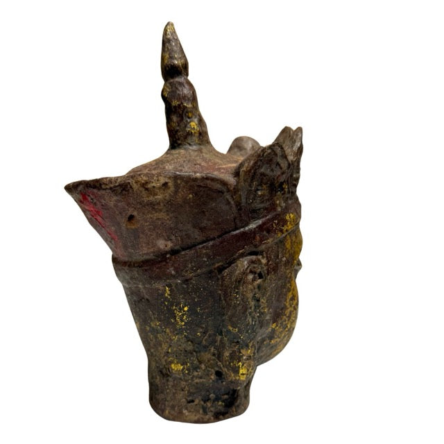 Chinees boeddhistisch Ksitigarbha Dizang Pusa hoofd, gietijzer met oude vergulding