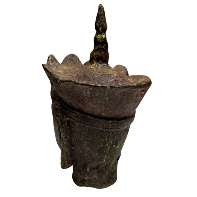 Ksitigarbha Dizang Pusa hoofd achterzijde, antiek gietijzeren boeddhistisch fragment