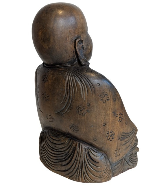 Oud houten beeld van de Lachende Boeddha in China vervaardigd