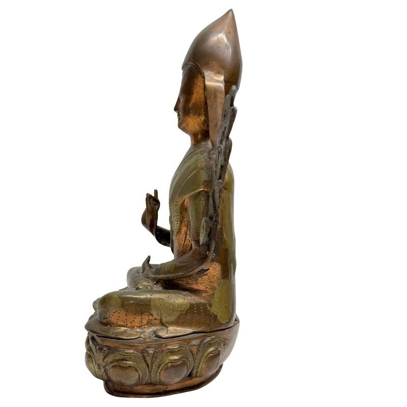 Antieke Tsongkhapa Lama uit Ladakh met vuurverguld oppervlak