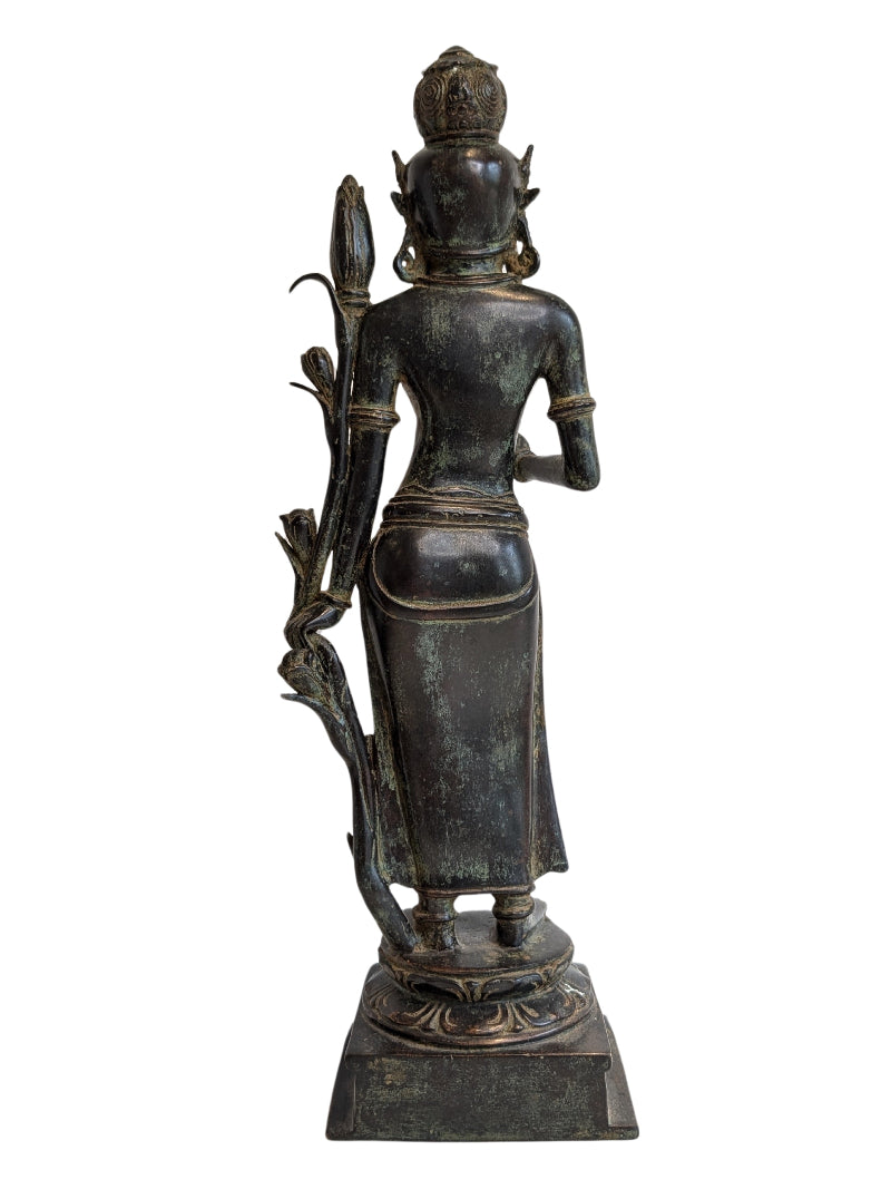 Bronzen Lakshmi Sri Devi hindoe godin met natuurlijke patina