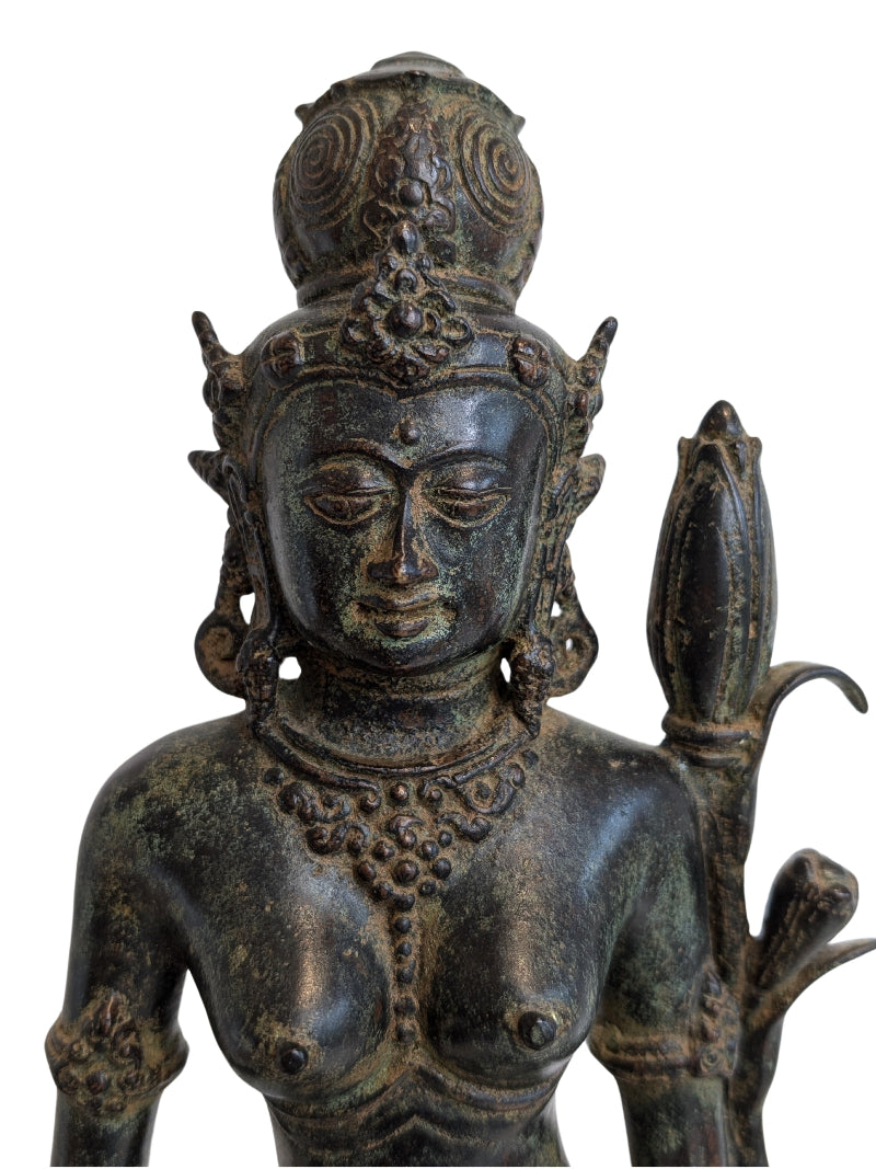 Bronzen Lakshmi Sri Devi godin uit Zuid India, 17e eeuw