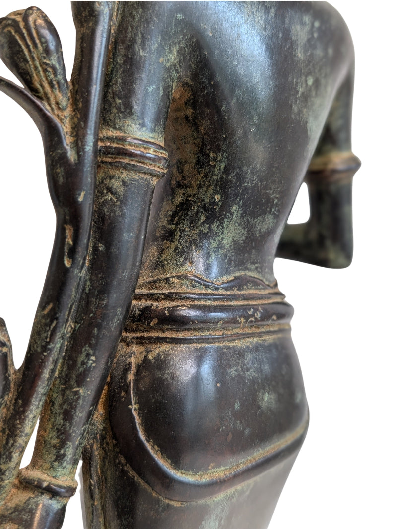 Zuid Indiaas bronzen beeld van Lakshmi Sri Devi met lotusattribuut