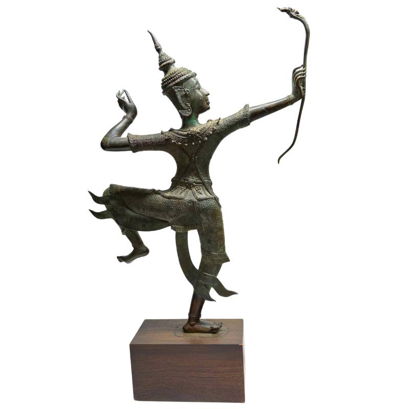 Groot Thais bronzen beeld in klassieke stijl met natuurlijke patina