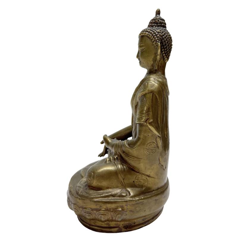 Chinees bronzen Boeddhabeeld uit de late Qing periode met shou decoratie